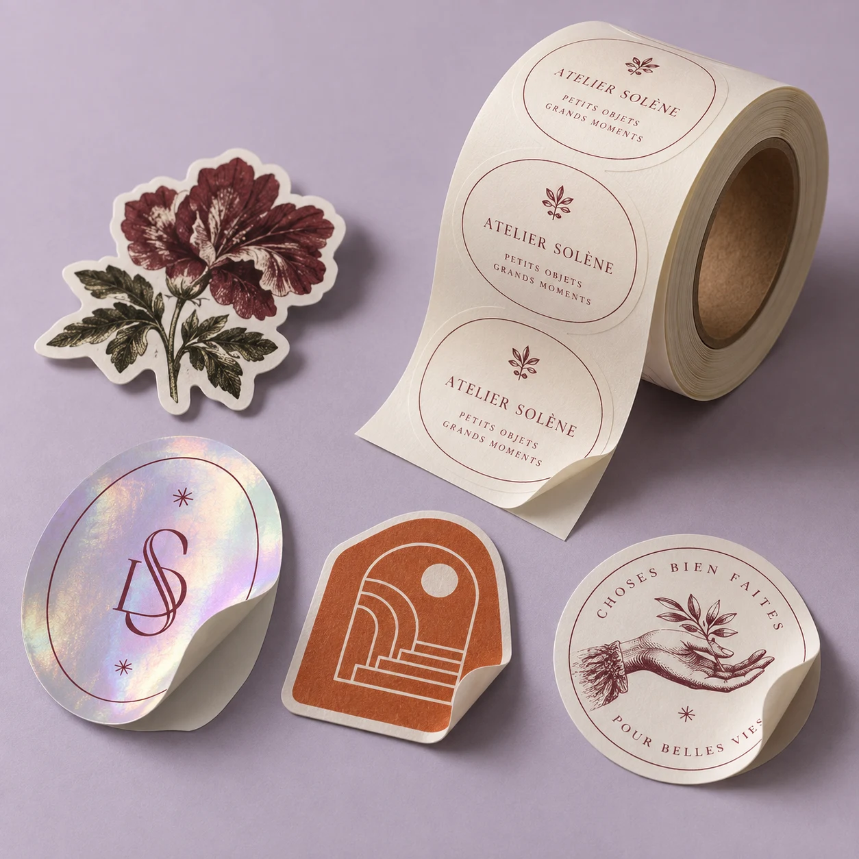 A collection of custom adhesive labels and specialty stickers