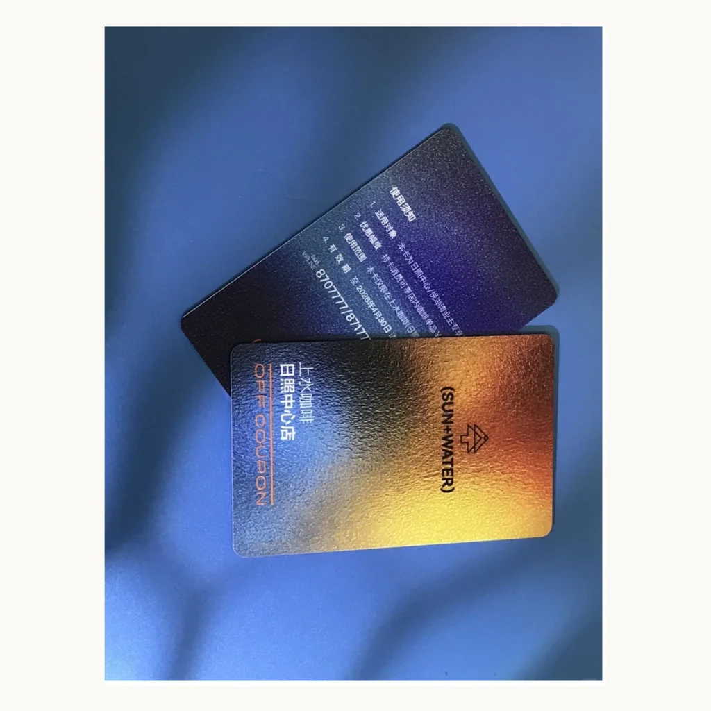Photograph of Blue and Amber Gradient Printed Cards