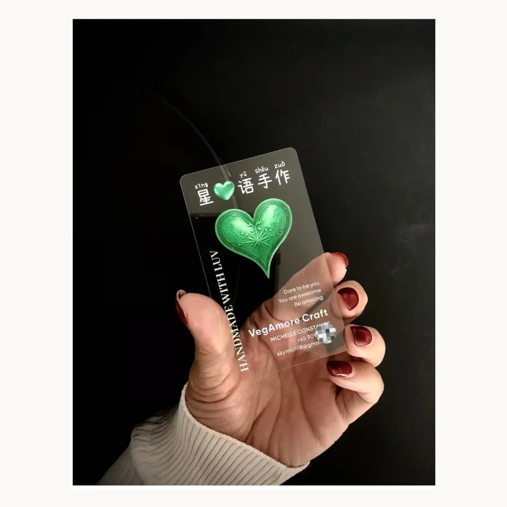 Photograph of Green Heart Transparent Craft Card