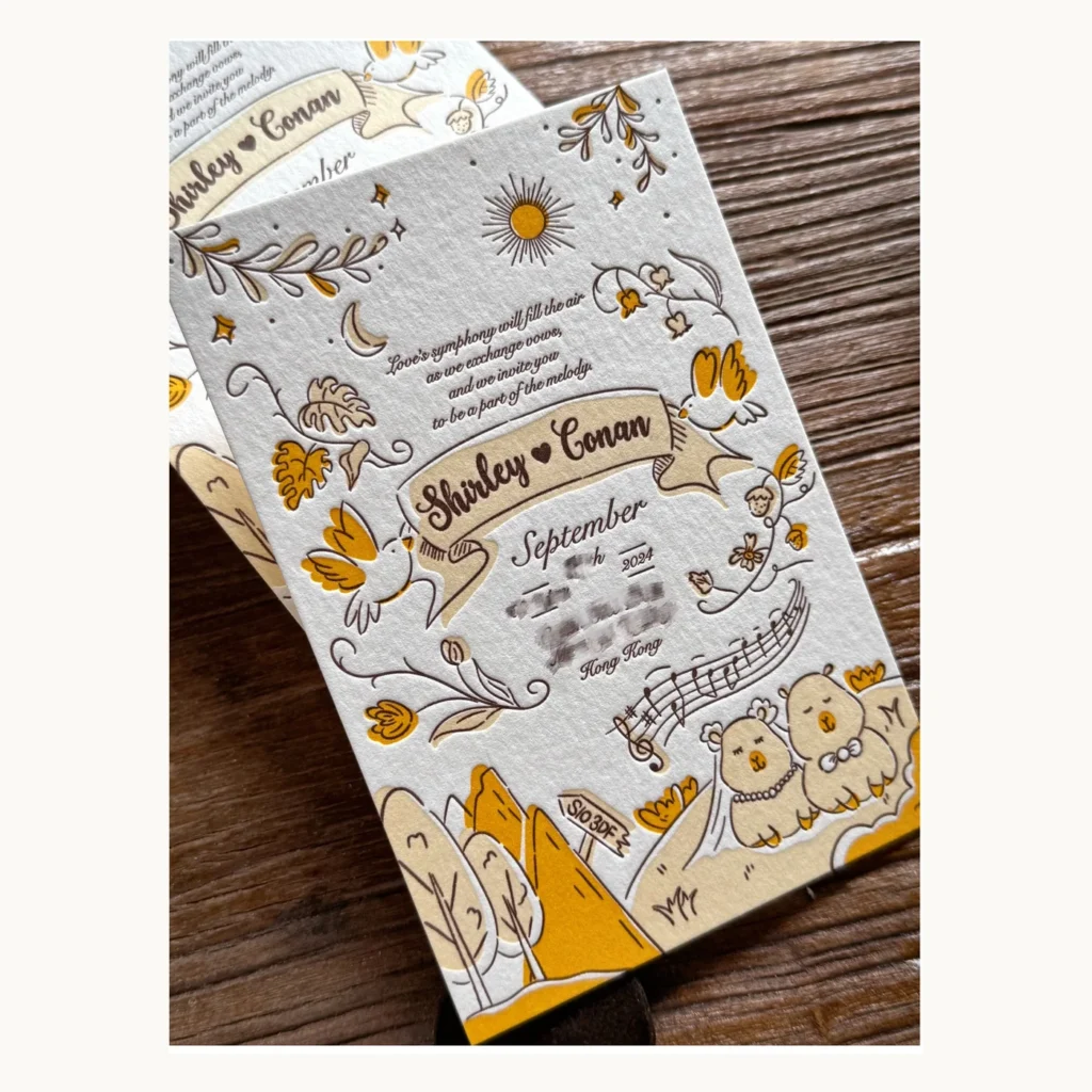Photograph of Autumn Illustrated Letterpress Wedding Invitation