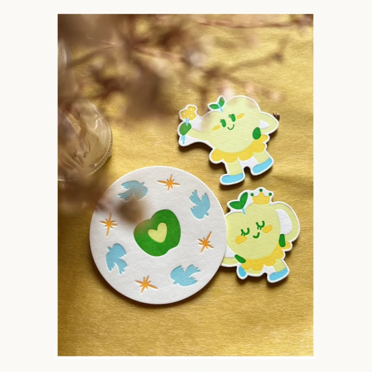 Photograph of Birthday Party Illustrated Magnet and Coaster Set