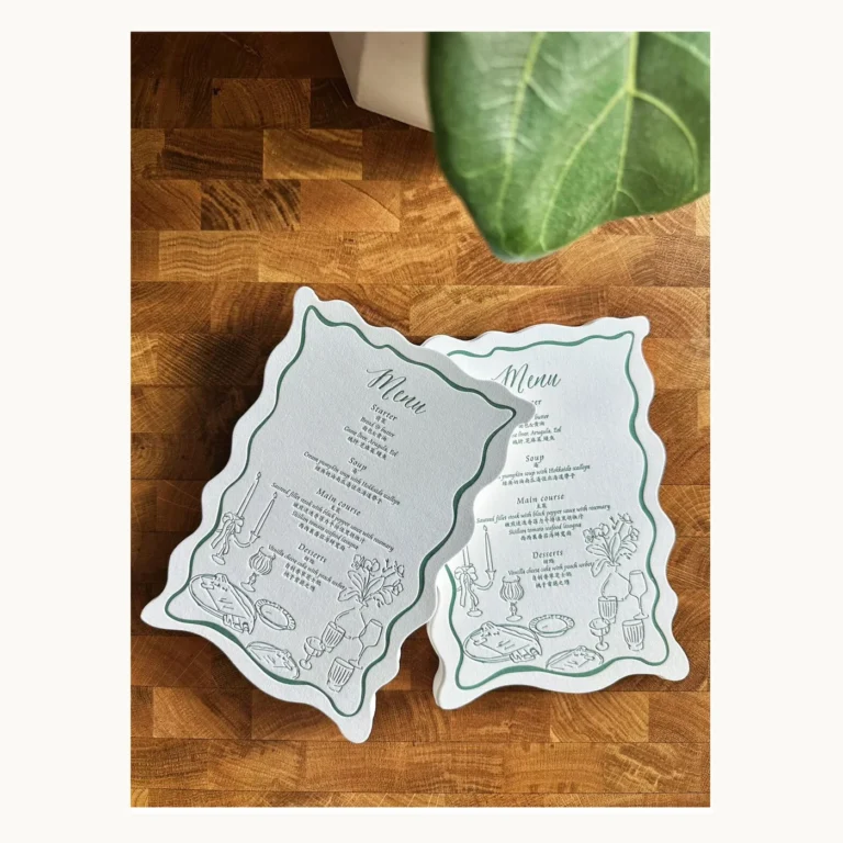 Photograph of Illustrated Letterpress Wedding Menu Cards