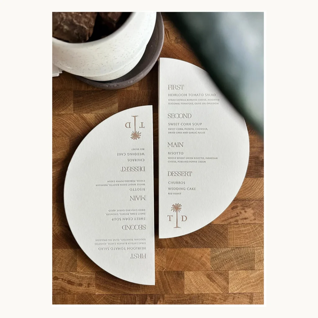 Photograph of Round Fold Letterpress Wedding Invitation
