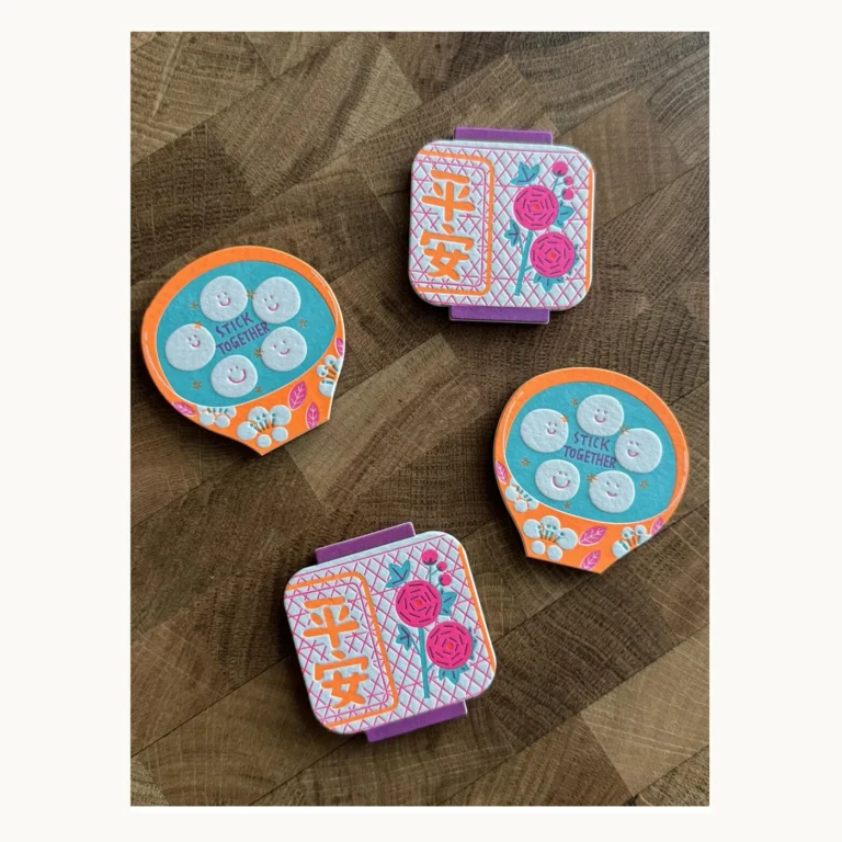 Photograph of Layered-Color Letterpress Illustrated Magnets