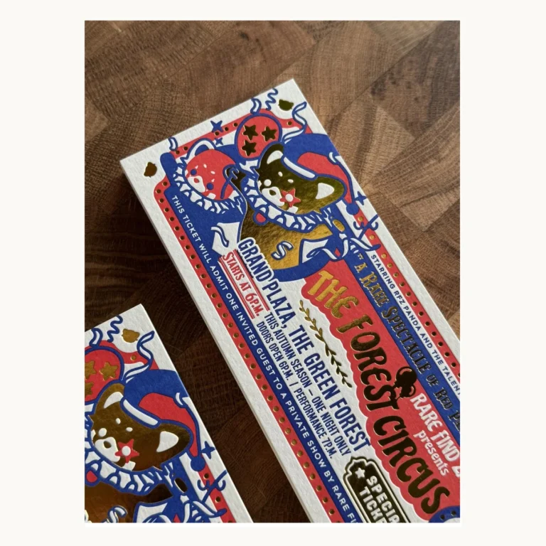 Photograph of Vintage Circus Letterpress and Gold-Foil Tickets