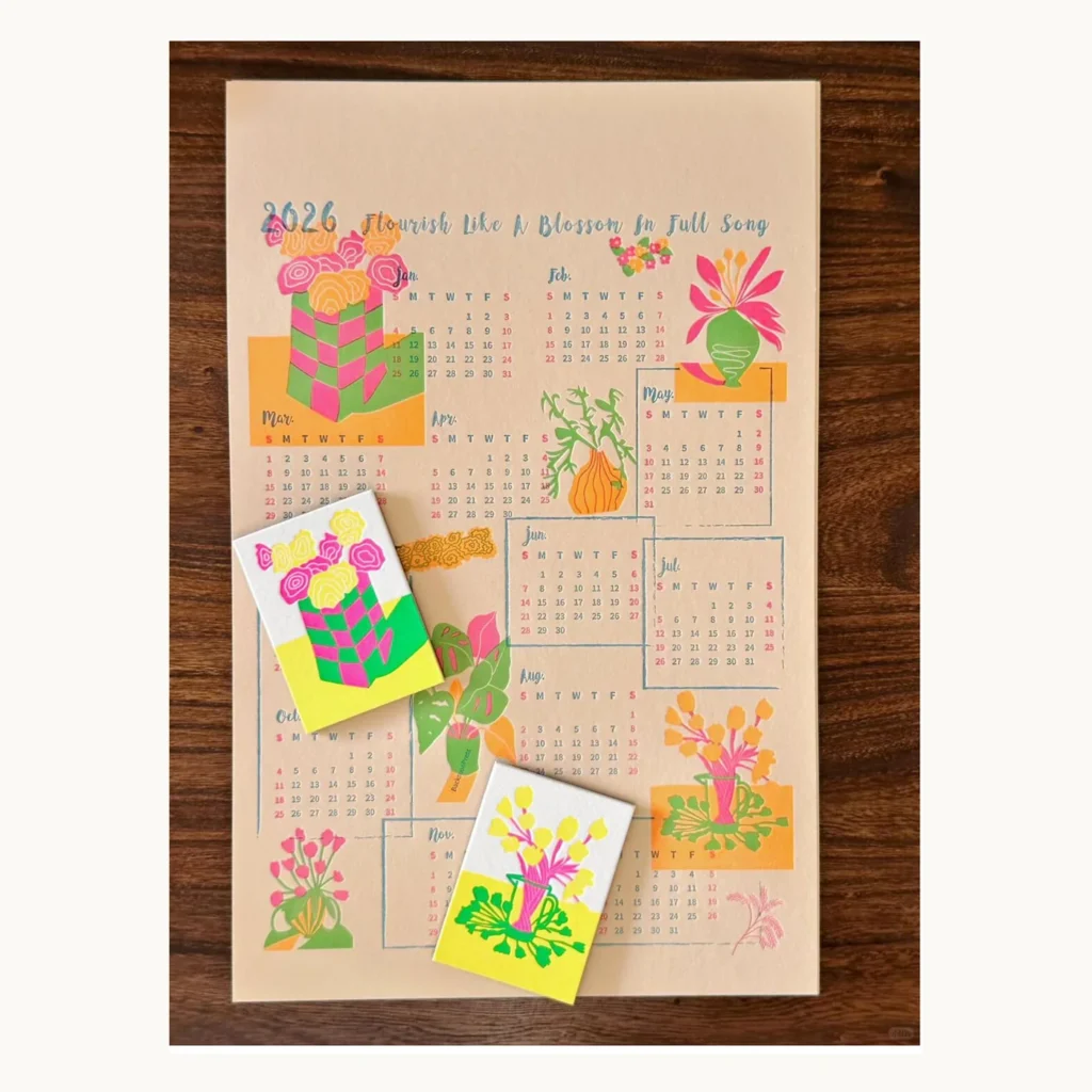 Photograph of Fluorescent Blossom Letterpress Wall Calendar