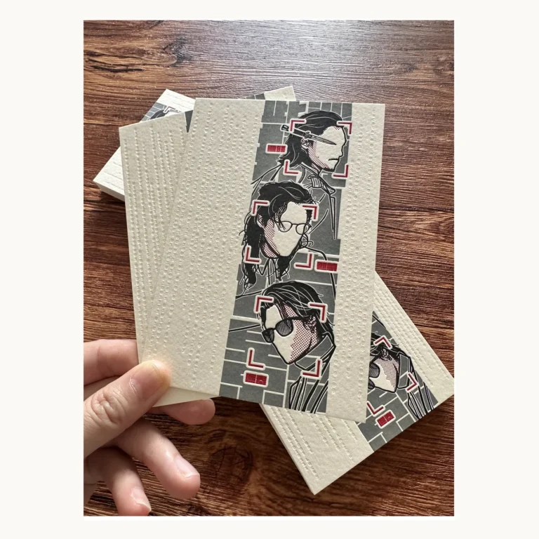 Photograph of Four-Color Film-Inspired Letterpress Art Cards