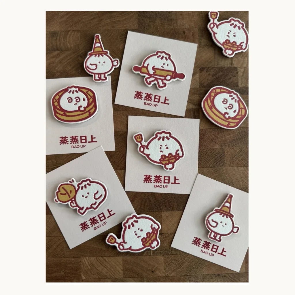 Photograph of Baozi Squad Letterpress Fridge Magnets