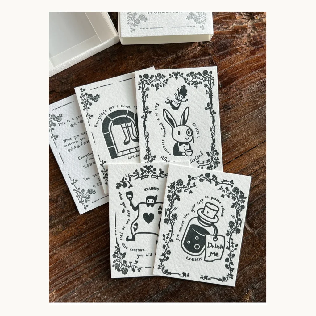 Photograph of Alice in Wonderland Letterpress Bookplate Set