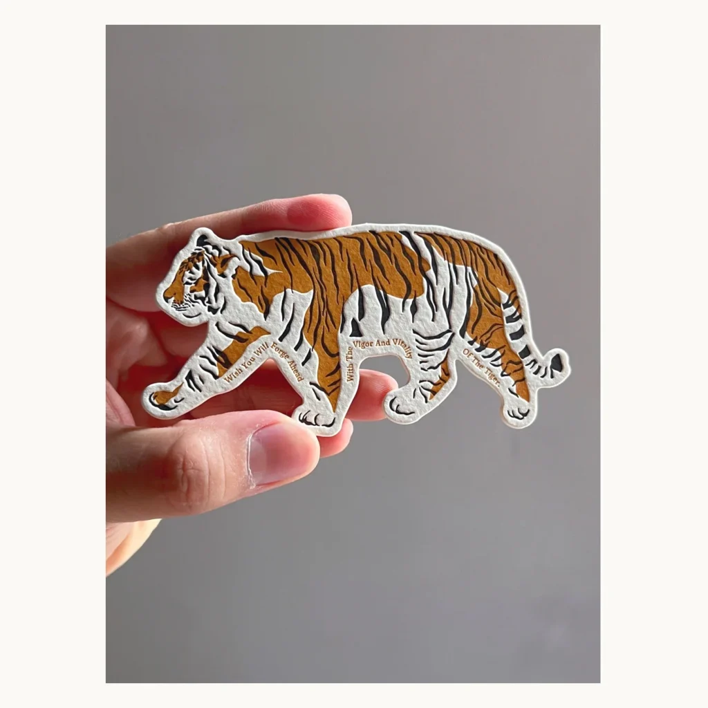 Photograph of Amur Tiger Letterpress Badge and Magnet