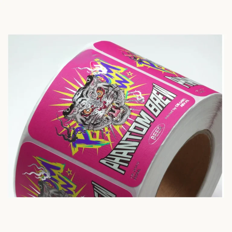 Photograph of Hot Pink Craft Beer Labels with Illustrated Tiger