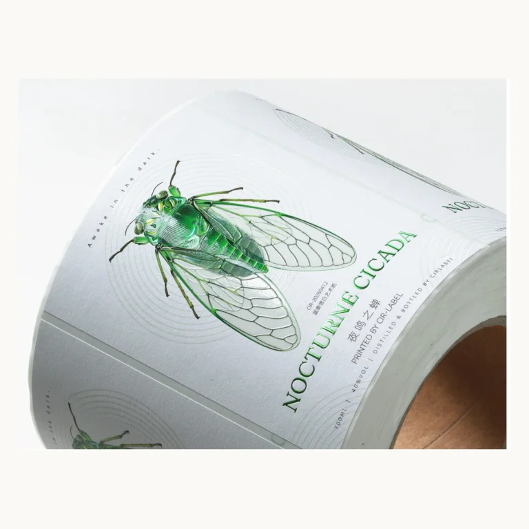 Photograph of Cicada Illustration Wine Labels on White Art Paper