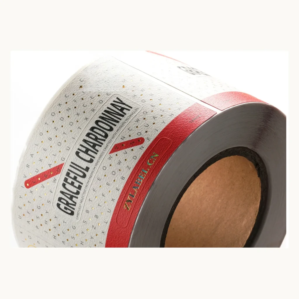 Photograph of Minimal White Chardonnay Labels with Red Band