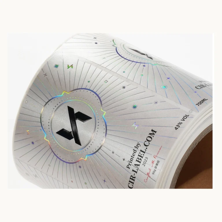 Photograph of Pearl Texture Wine Labels with Radiating Line Pattern
