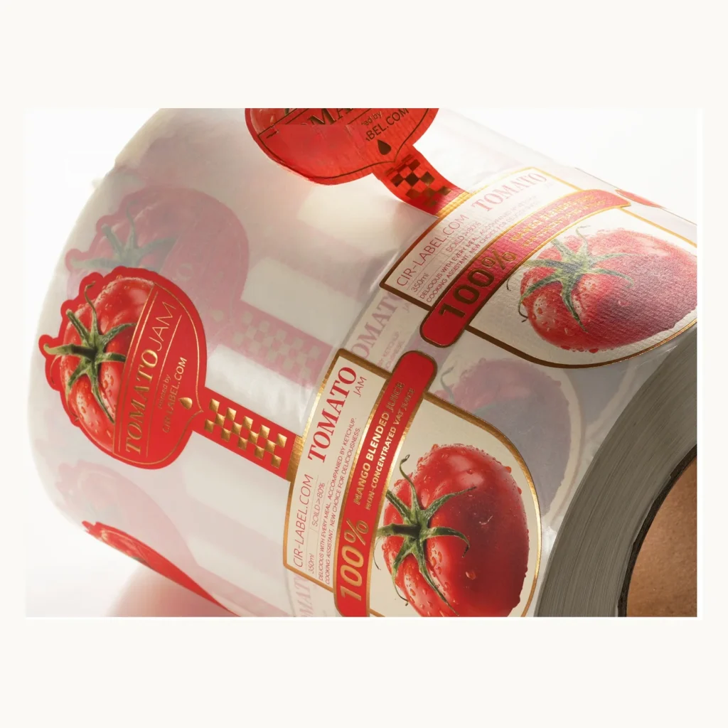Photograph of Tomato Ketchup Labels with Transparent Red Panels