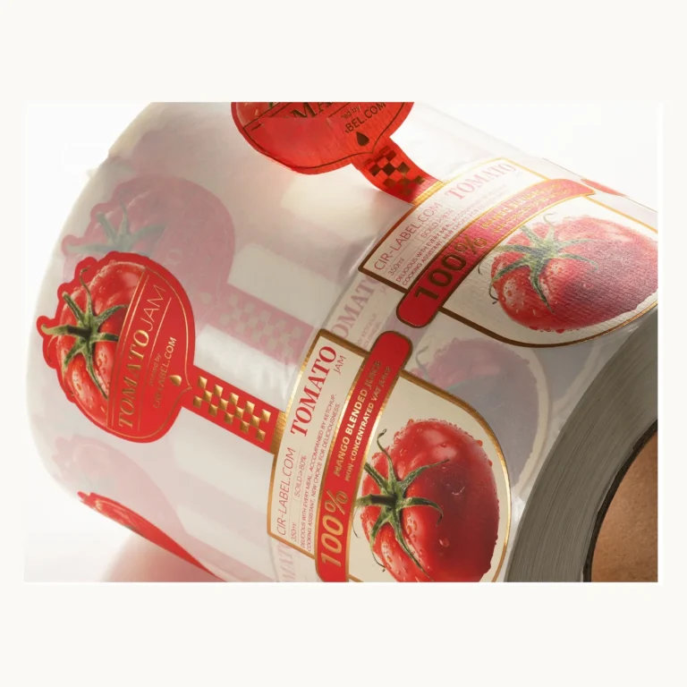 Photograph of Tomato Ketchup Labels with Transparent Red Panels
