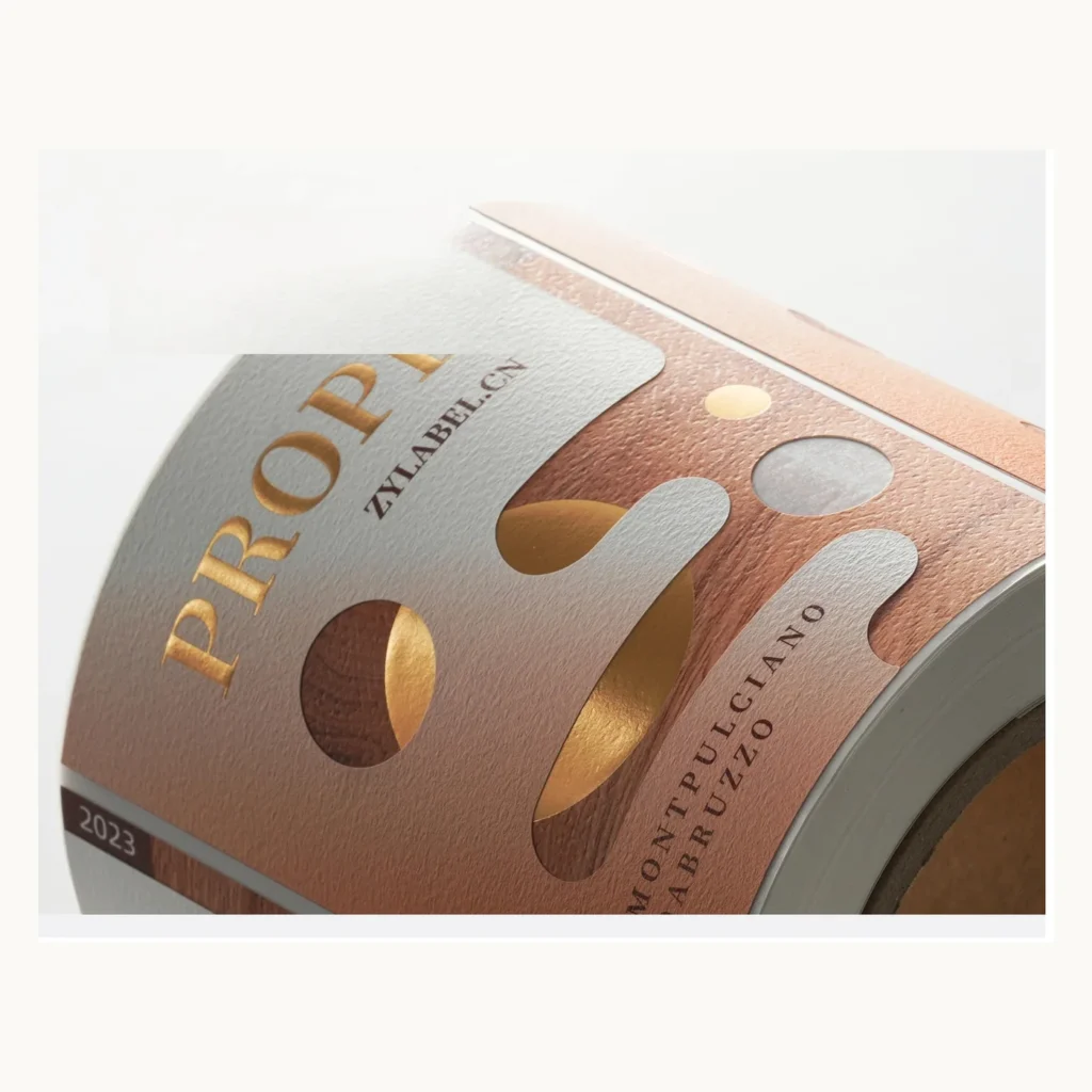 Photograph of Copper and Gold Double-Layer Wine Labels