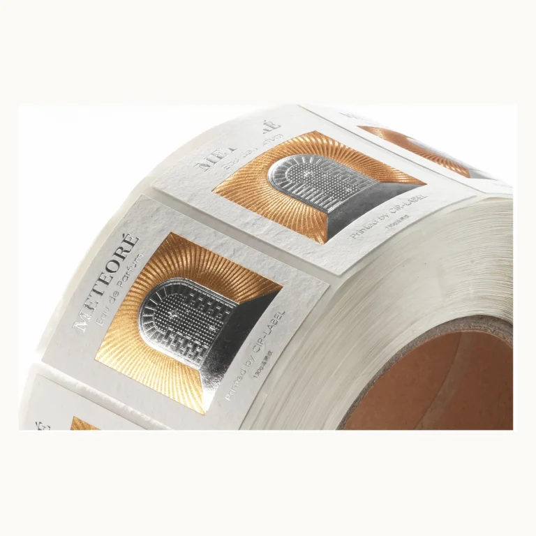 Photograph of Gold Framed Perfume Labels with Dark Center