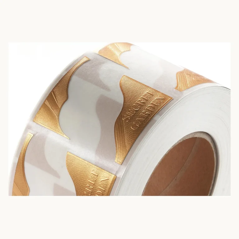 Photograph of White and Gold Die-Cut Bottle Labels