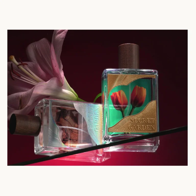 Photograph of Transparent Floral Perfume Bottle Labels