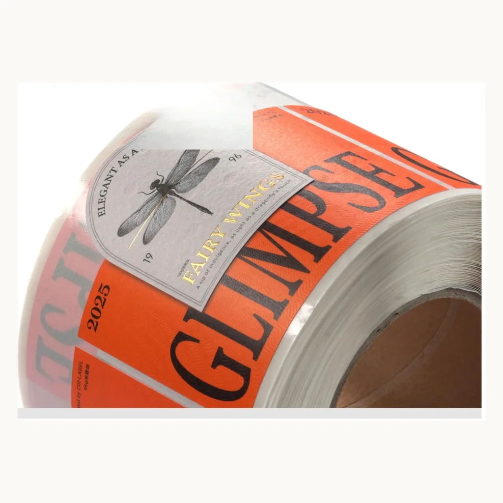 Photograph of Orange and Grey Two-Layer Wine Labels