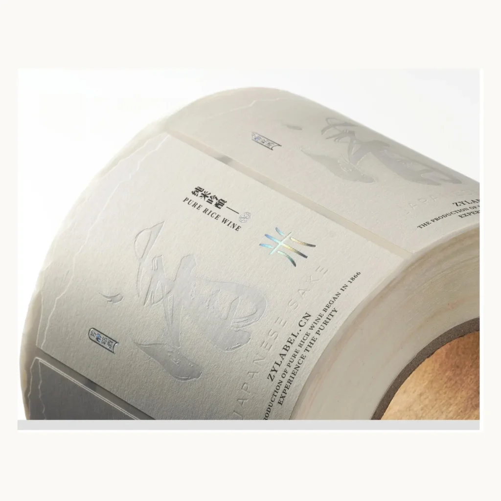 Photograph of Minimal White Wine Labels with Raised Grey Lettering