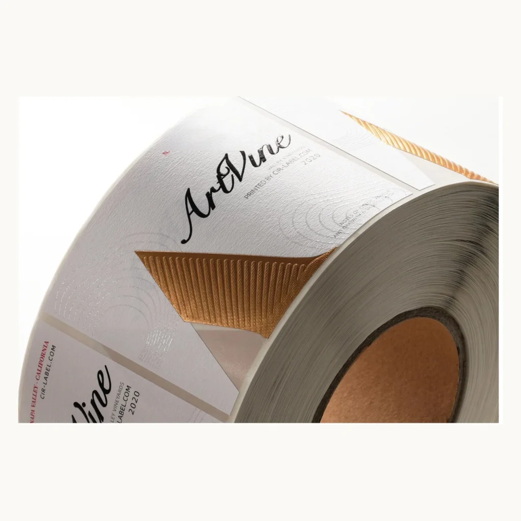Photograph of Ivory Wine Labels with Gold Fan Motif