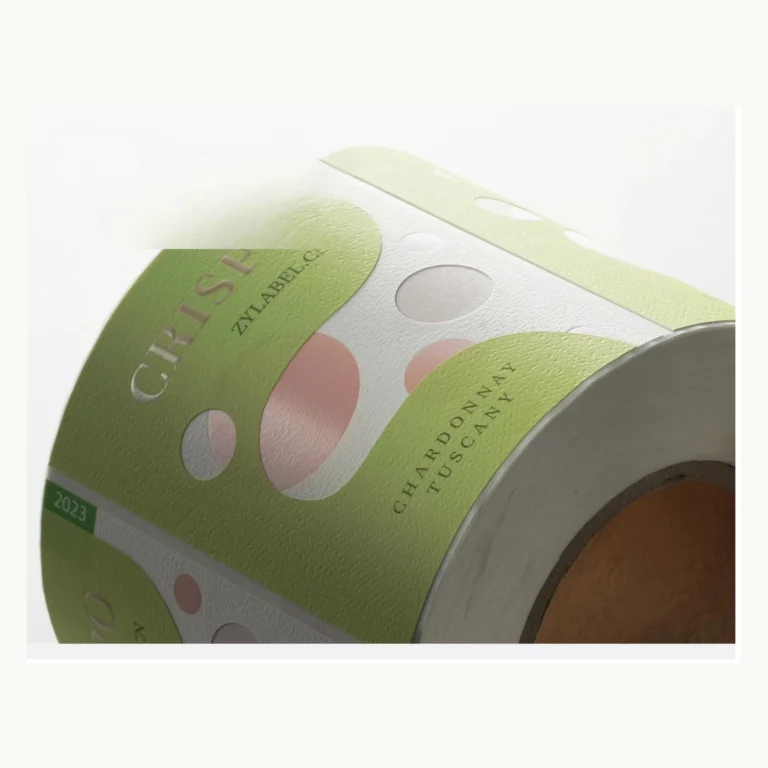 Photograph of Pale Green Double-Layer Wine Labels with Die-Cut Openings