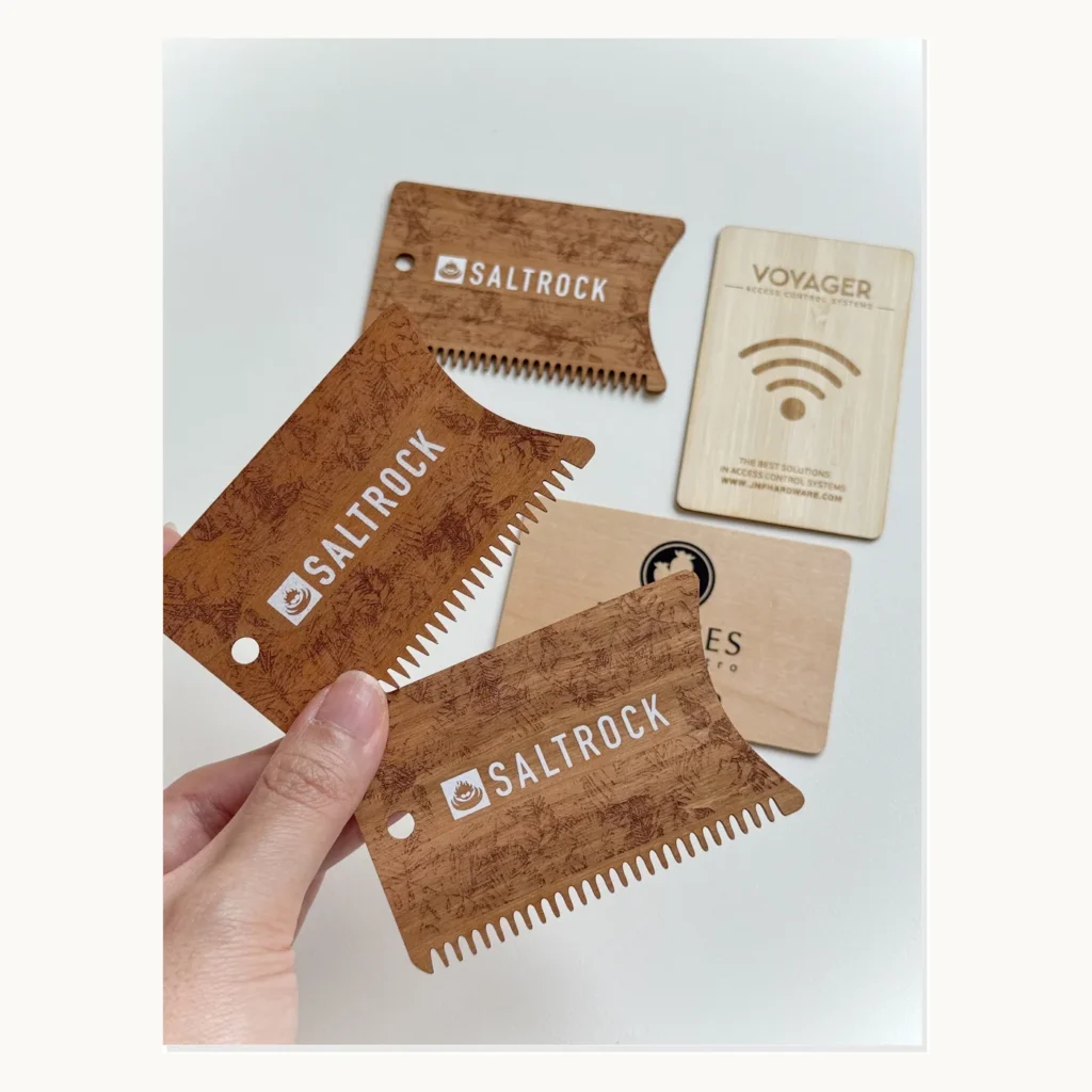 Photograph of SALTROCK Printed Wooden Combs and Cards