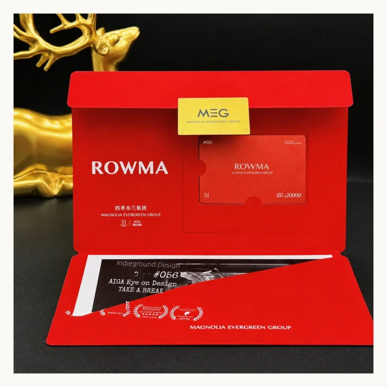 Photograph of Red ROWMA Gift Card Presentation Folder