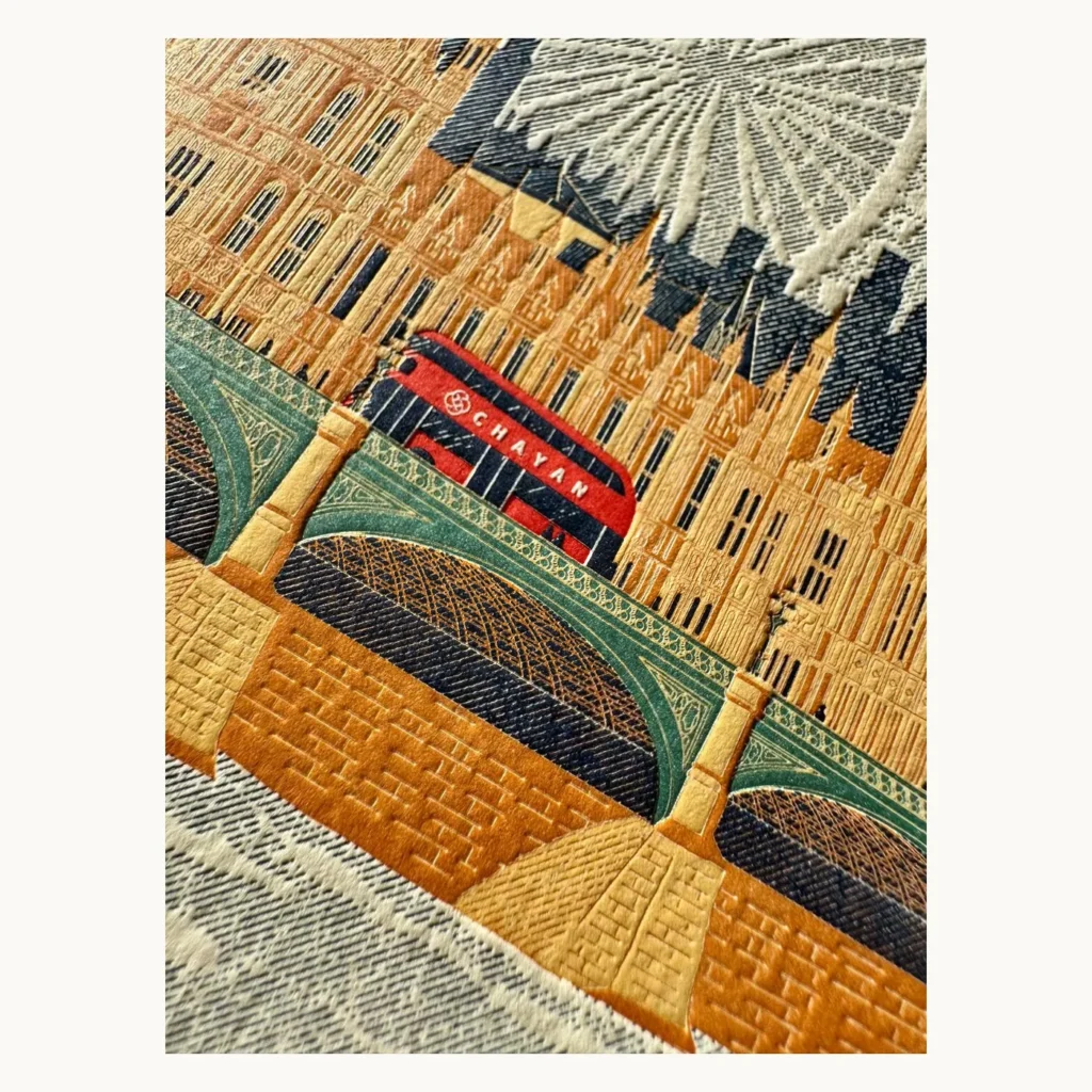 Photograph of London Landmarks Illustrated Letterpress Postcard