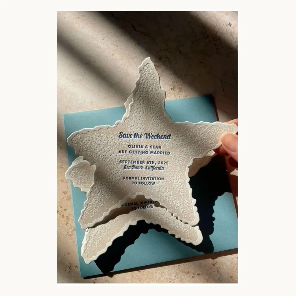 Photograph of Starfish-Shaped Coastal Save-the-Weekend Card
