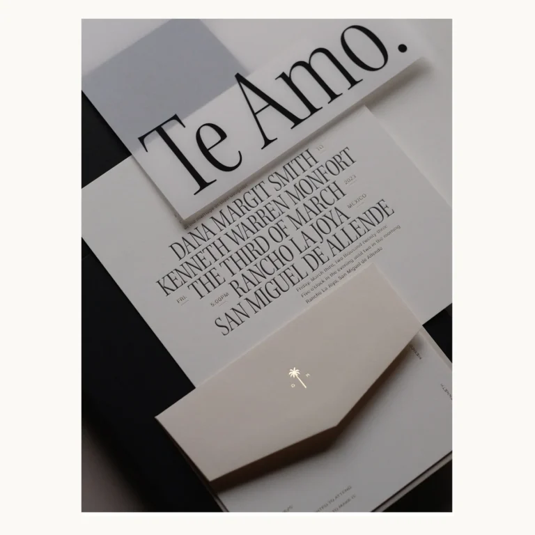 Photograph of Te Amo Typography Wedding Stationery Cards