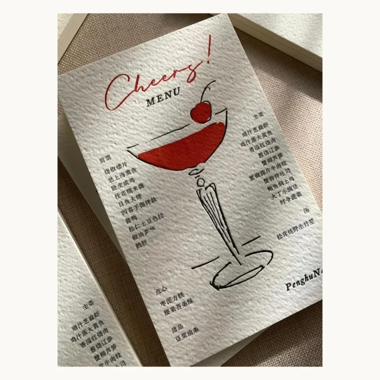 Photograph of CHEERS Red Letterpress Restaurant Menus