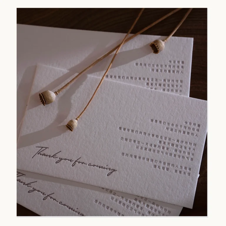 Photograph of Brown Letterpress Wedding Thank-You Cards