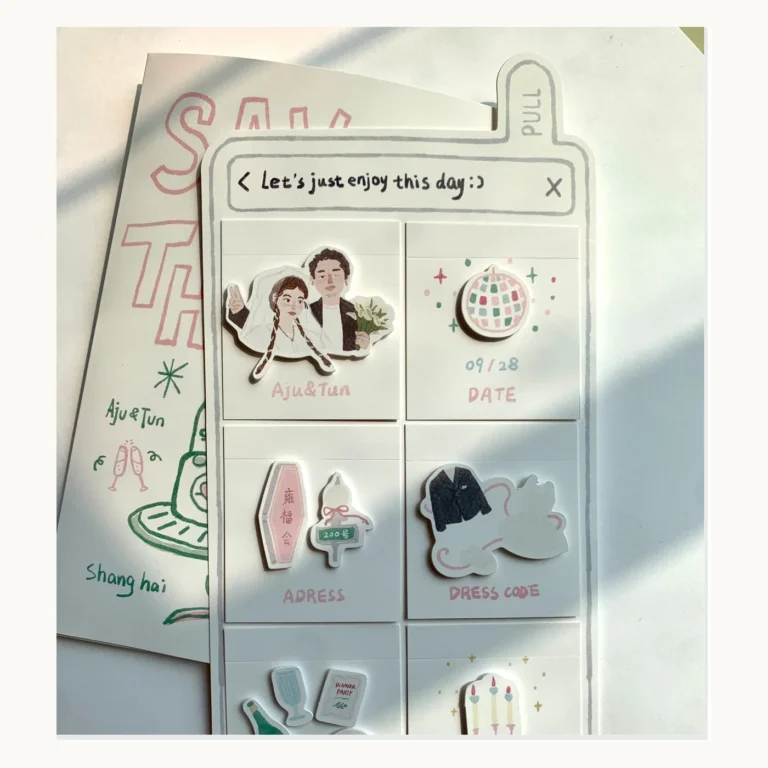 Photograph of Illustrated Wedding Invitation Puzzle Suite