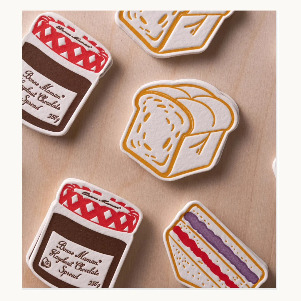 Photograph of Breakfast Illustration Letterpress Fridge Magnets