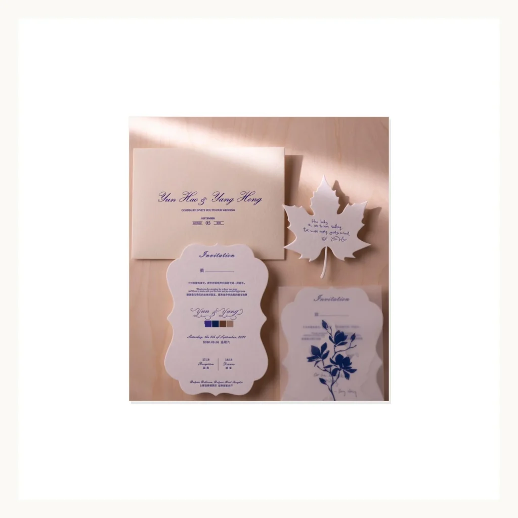 Photograph of Maple-Leaf Shaped Wedding Invitations