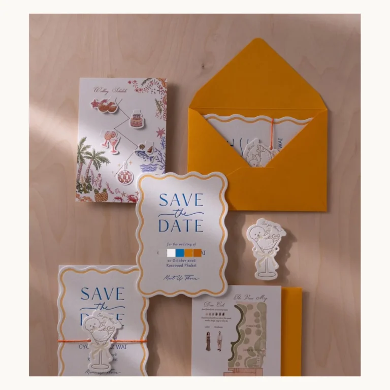 Photograph of Orange Whimsical Wedding Invitation Suite
