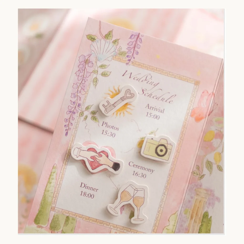 Photograph of Pink Floral Cotton Paper Wedding Invitations