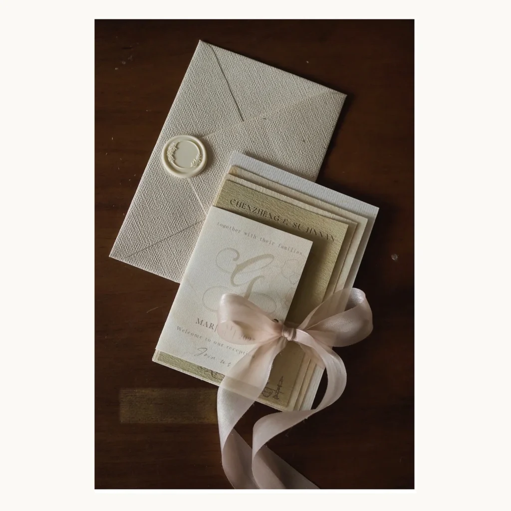 Photograph of Mocha Ribbon Wedding Invitation Set
