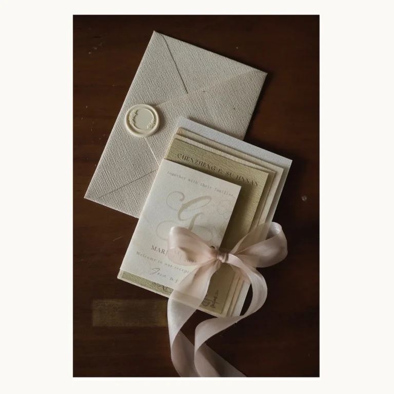 Photograph of Mocha Ribbon Wedding Invitation Set