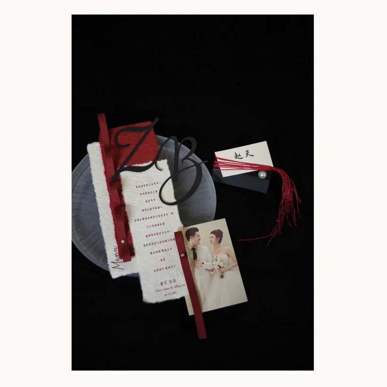 Photograph of Red Wedding Place Thank You Cards