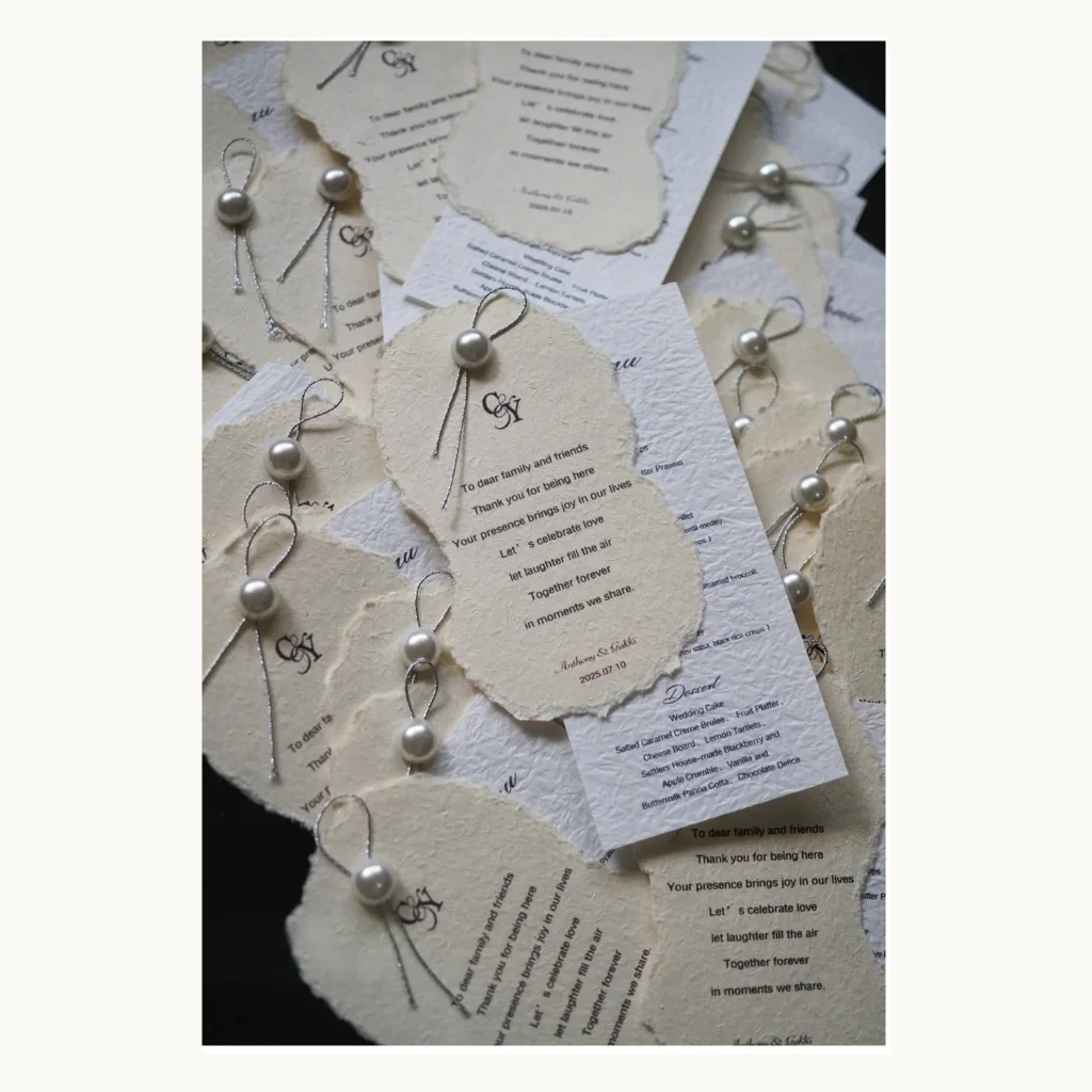 Photograph of Pearl Accent Wedding Place Cards
