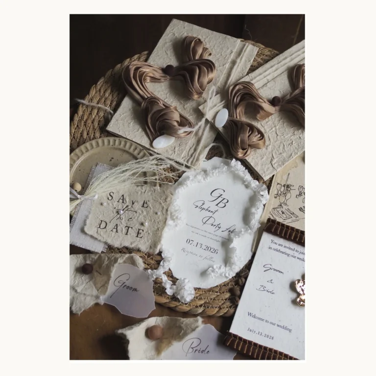Photograph of Vintage Taupe Draped Vow Books