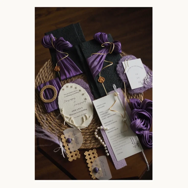 Photograph of Purple Ribbon Wedding Vow Book Set