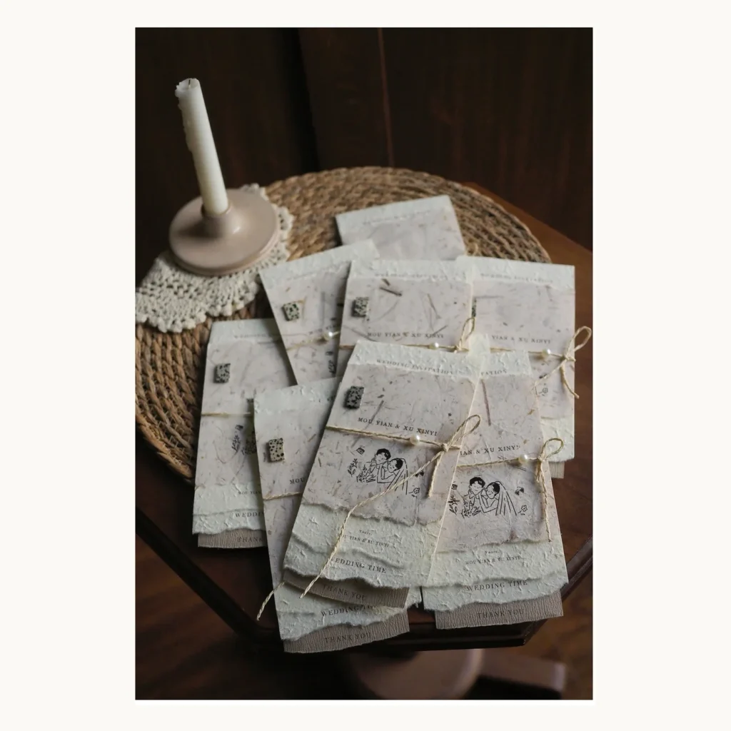 Photograph of Textured Handmade Wedding Invitations