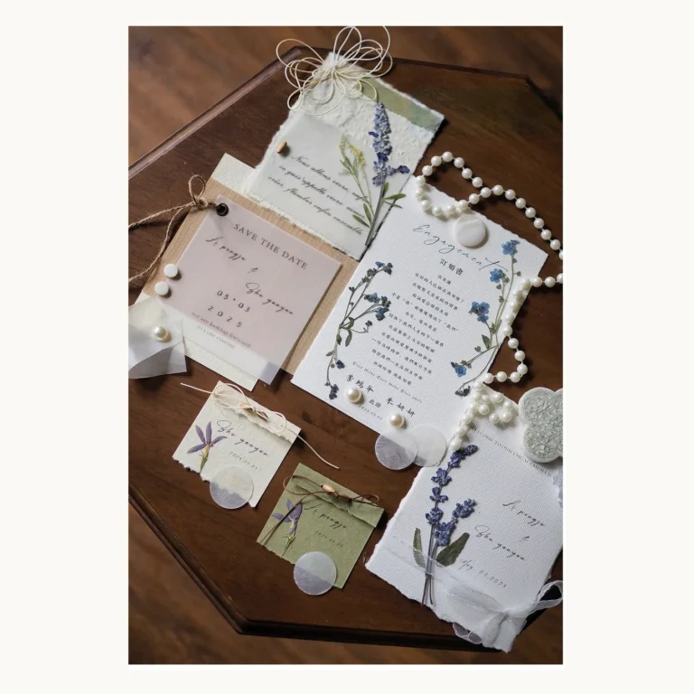 Photograph of Pressed Flower Engagement Paper Suite