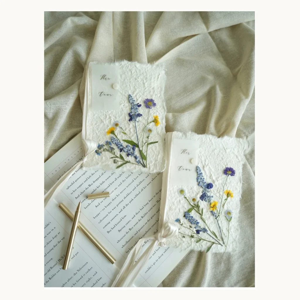 Photograph of Handmade Flower Wedding Vow Books