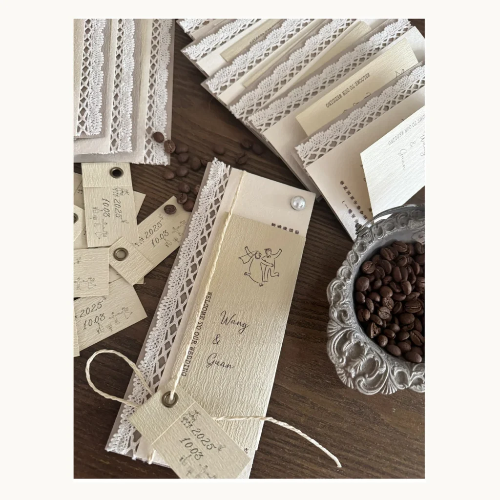 Photograph of Lace Detail Neutral Wedding Invitations